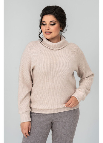 Бежевый демисезонный свитер свободного силуэта из ангоры и трикотажа косичка all posa (ap102144p) A'll Posa