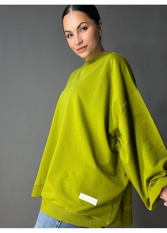 Зеленый свитшот женский my city 3044 широкий оверсайз супер свободного кроя большие размеры (337665700)