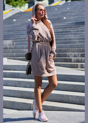 Бежева повсякденний, кежуал сукня сукня-худі Liton