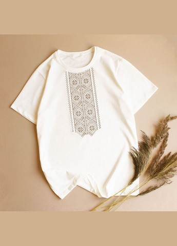 Вишита футболка оверсайз Зірниця молочна Ladan - (301026259)