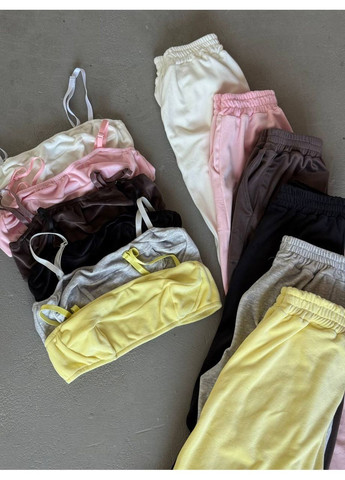 Жовтий плюшевий костюм двійка (топ+штани), приємний до тіла м'який костюм No Brand 699 (353307066)