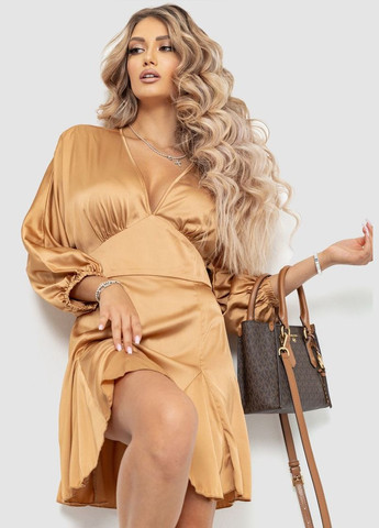 Комбінована сукня, колір темно-бежевий, 115r0463-3 Kamomile однотонна