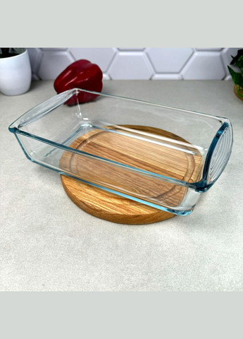 Прямокутна скляна форма з червоною кришкою 1.32 л Borcam (303210786)