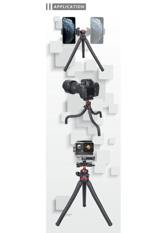 Портативний гнучкий штатив для телефону та камери WEYLLAN DT5, тримач з кульовою головкою 360°, сумісний з GoPro і DSLR China (354827553)