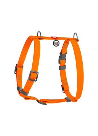 Шлея для собак Waterproof c QR-паспортом, пластиковая пряжка-фастекс, L, Ш 25 мм, А 50-85 см, В 60-100 см, оранжевый WAUDOG (343060393)