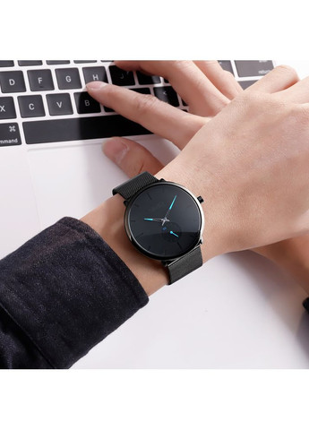 Годинник кварцовий чоловічий з нержавіючим ремінцем водонепроникні стильні стрілочні чорні ProDobro (367265470)