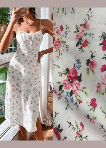 Білий повсякденний жіноча сукня з квітковим принтом силуетна Style Point з квітковим принтом