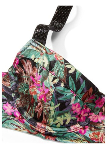 Комбинированный купальник shine strap wicked bikini top & brazilian bottom black palm раздельный Victoria's Secret