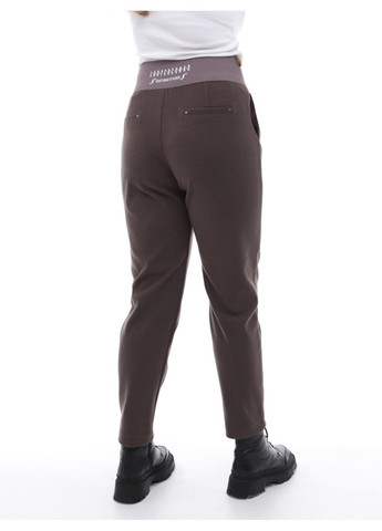 Брюки жіночі коричневі теплі великі пояси на гумці Estensivo MOM (305850843)