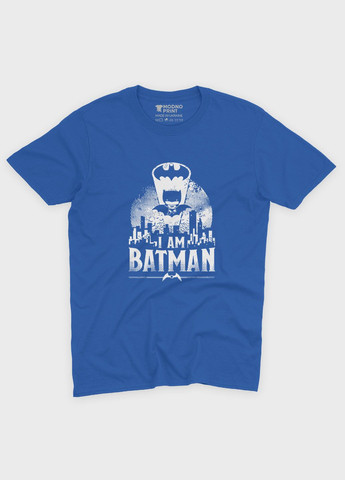 Синяя демисезонная футболка для девочки с принтом супергероя - бэтмен (ts001-1-grr-006-003-039-g) Modno