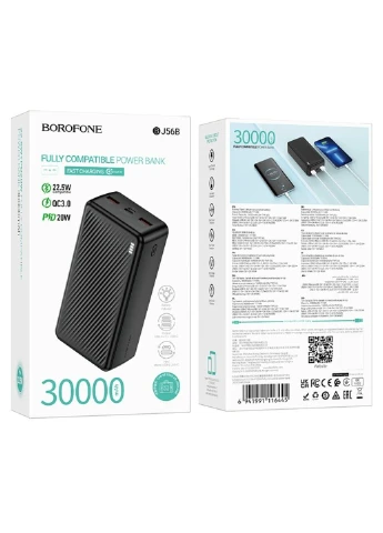 Внешний аккумулятор BJ56B Graceful 22.5W+PD20W fully compatible power bank(30000mAh) Black Borofone (389036591)