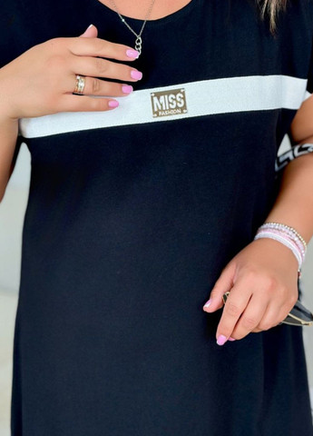 Чорна повсякденний сукня максі вільного крою оверсайз Tik-Tak з написами