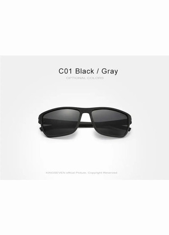 Мужские поляризационные солнцезащитные очки LC755 Black Gray KINGSEVEN (303401467)