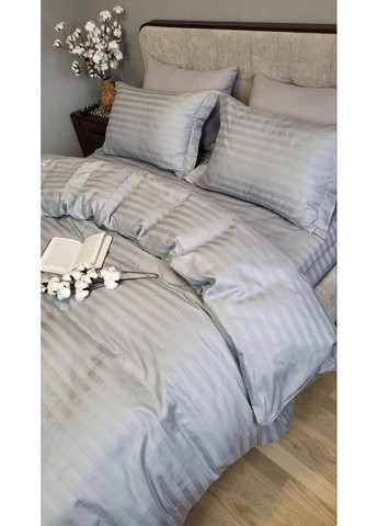 Постільна білизна з резинкою SILVER STONE, сатин страйп PREMIUM 2/2см Двухспальний розмір, наволочки 50/70 No Brand (363191636)