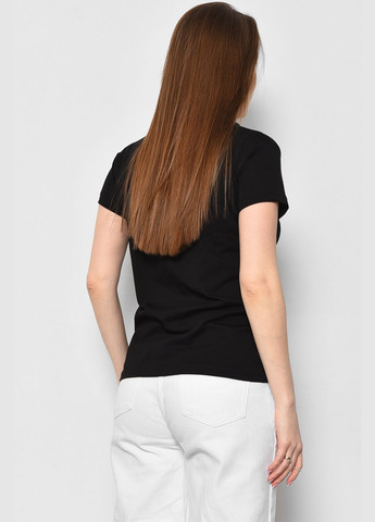 Чорна літня футболка жіноча однотонна чорного кольору Let's Shop