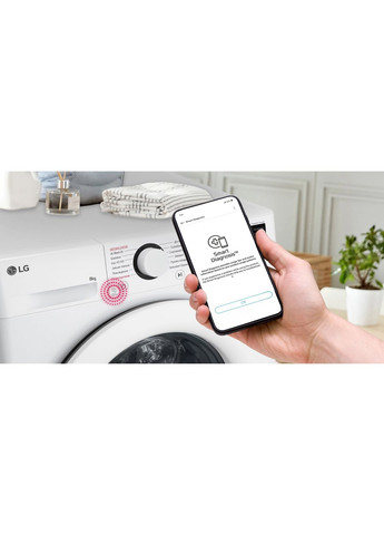 Пральна машина F2Y5PS3W фронтальна, 8кг, 1200, A, 48см, дисплей, пара, інвертор, LG (370605241)