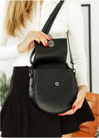 Жіноча сумка кросбоді Чорна з принтом крокодила (1061022521) Sambag (360752321)