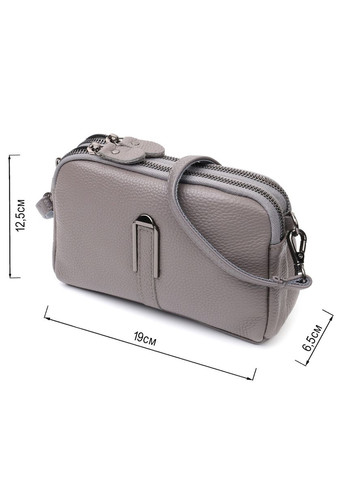 Сумка жіноча на два відділення з натуральної шкіри сіра 19х12,5х6,5 см 22278 Vintage (329197919)
