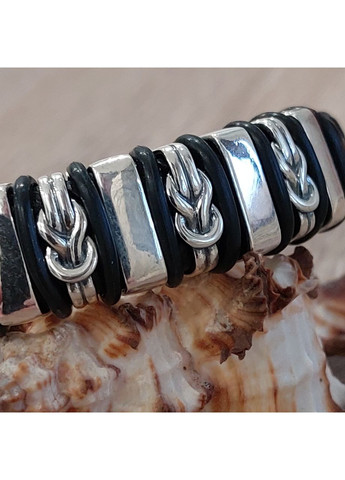 Браслет Серебряные узлы с натуральной кожей 20 см No Brand (355921856)