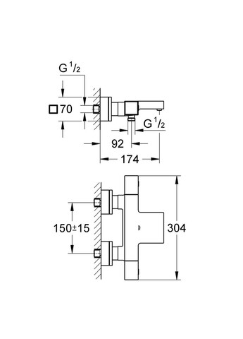 Змішувач для ванни з термостатом Grohtherm Cube (34497000) Grohe (369933495)