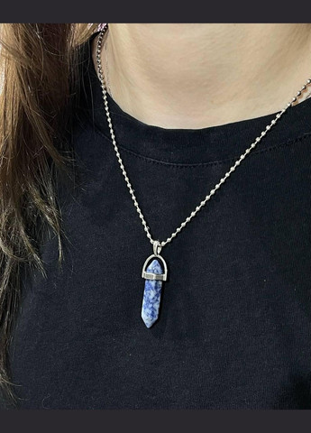 Кулон с натуральным камнем Содалит - кристалл шестигранник на шнурке в подарочной коробочке АТМ (331291883)