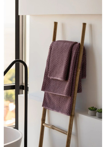 Набір рушників + коврик 50х70 Chic & Foot, 50х90см, 70х140см, 90х150см HYGG смужка бордовий