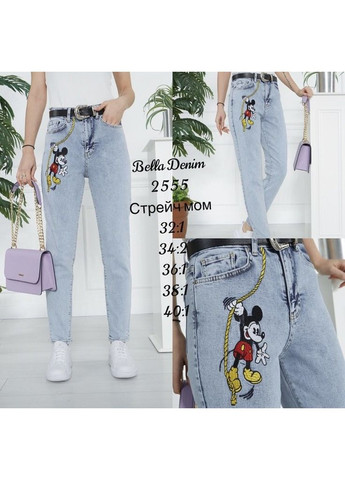 Джинси МОМ стрейч Миккі Маус 25 світло-блакитні Bella - (363053964)