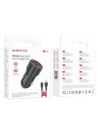 Авто Зарядное Устройство Borofone BZ19 Wisdom Lightning 2.4A Черный No Brand (391186827)
