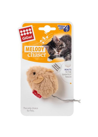 Игрушка для кошек Melody chaser Мышка со звуковым чипом 13 см (75217) GiGwi Melody chaser Мишка зі звуковим чипом 13 см (370018418)