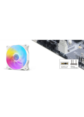 SilverStone Корпусный вентилятор Air Blazer 120RWARGB, 120мм, 600-2200rpm, 4pinPWM, 3pin+5VARGB, 7.4-35.6dBa, белый Silver Stone (315718760)