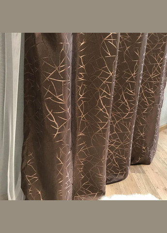 Набір штори для спальні мармурові жакард Коричневий 200x270 см (Е101109B-2) No Brand (306633594)