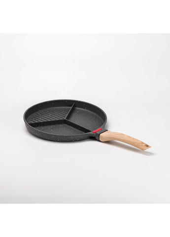 Сковорода гриль Ø 25 см на три секції пательня з антипригарним покриттям кругла сіра No Brand (367724444)