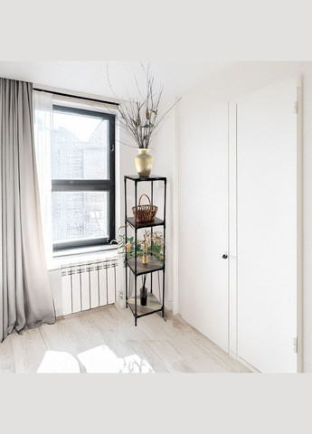 Металлическая напольная полка-стелаж для растений Troya, Зх уровневая черная H=1,45м МДФ ламинированные полочк Metaplant (346496899)