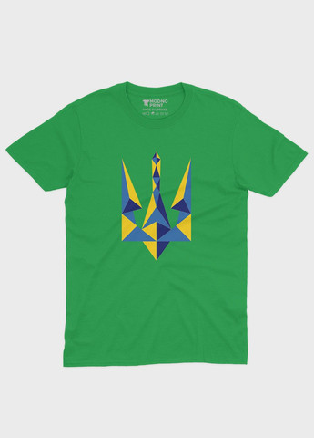 Зеленая демисезонная футболка для мальчика с патриотическим принтом гербтризуб (ts001-2-keg-005-1-042-b) Modno