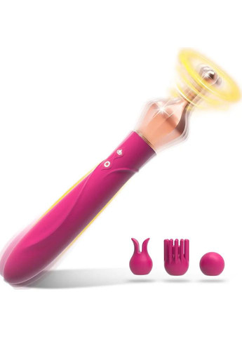 ТОПОВИЙ Двосторонній вібратор для стимуляції клітора з вакуумом рожевий No Brand (302002085)