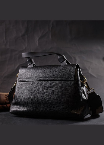 Сумка женская через плечо с интересною ручкой кожаная 22336 Черный Vintage (302007900)