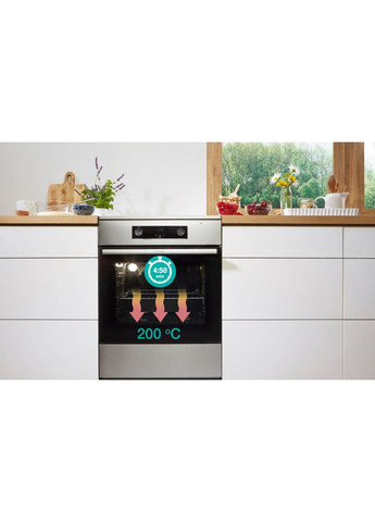 Электрическая плита gec5c41sg электрическая стеклокерамическая, 70л, 50x60см, дисплей, программатор, Gorenje