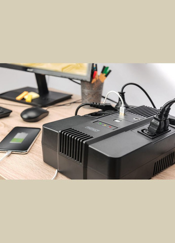 Джерело безперебійного живлення 600VA/360W, LED, RJ45, USB, 4xSchuko+3xC13 Digitus (314777444)