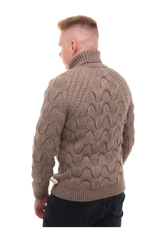 Бежевий зимовий светр чоловічий коричневий в'язаний зимовий джемпер Pulltonic Пряма
