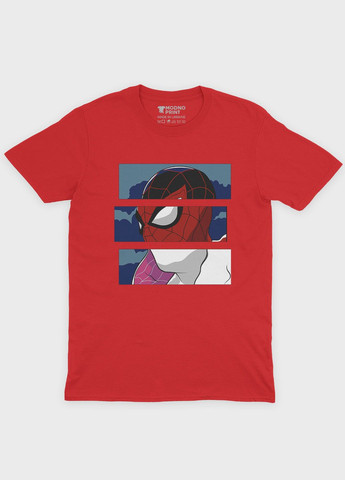 Красная демисезонная футболка для мальчика с принтом супергероя - человек-паук (ts001-1-sre-006-014-004-b) Modno