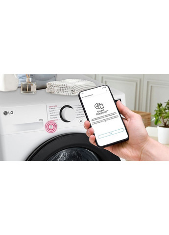 Стиральная машина F4Y5ES6W фронтальная, 11кг, 1400, A, 57см, дисплей, пара, инвертор, LG (367984123)