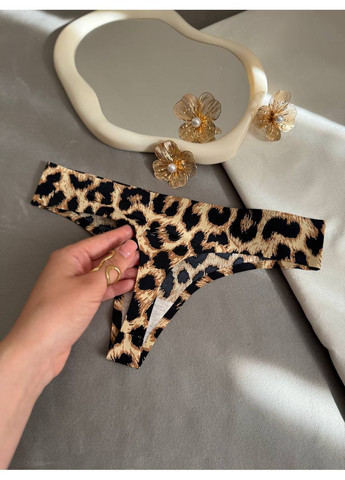 Бесшовные трусики стринги леопардовые комплект 3 штуки принт леопард женские трусики-стринги трусы набор стрингов для девочек No Brand Стрінги (372041633)