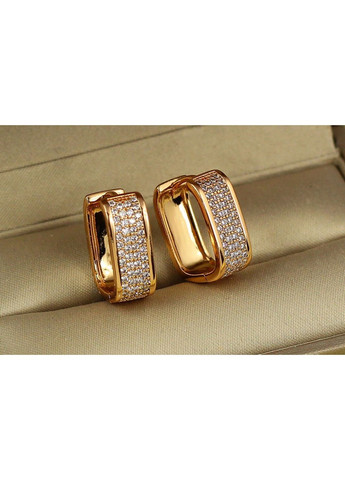 Сережки квадратні кільця 1.8 см золотисті love-shopping Xuping Jewelry (354661908)
