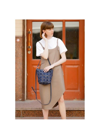 Кожаная плетеная сумка женская через плечо Пазл M синяя Crazy horse BlankNote (302008821)