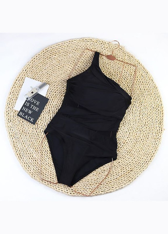 Чорний літній суцільний купальник з сіткою No Brand