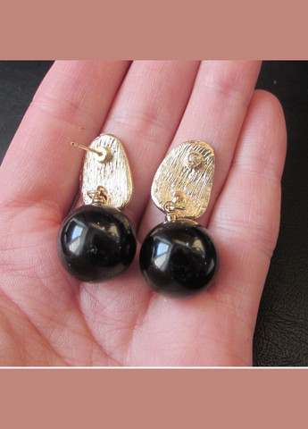 Жемчужные черные серьги с шариками, 1240 Fashion Jewelry (336950543)