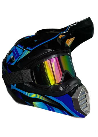 Эндуро кроссовый мотошлем Helmet Shark Black + очки Profi Black 100% No Brand (370756041)