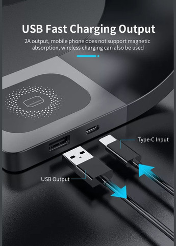 Бездротова зарядка Qi 4 в 1 LFX-178 Wireless 15W I Док-станція для iPhone + iWatch + Airpods Black VHG (334305017)