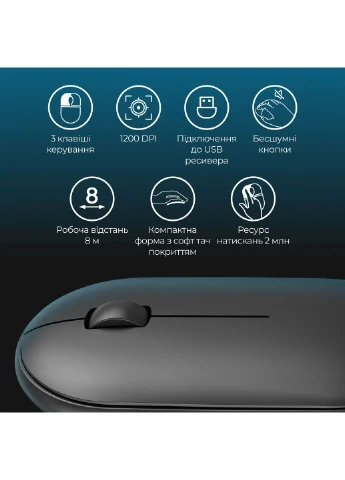 Мышь M185B Silent Click Black [144295] OfficePro (400899139)