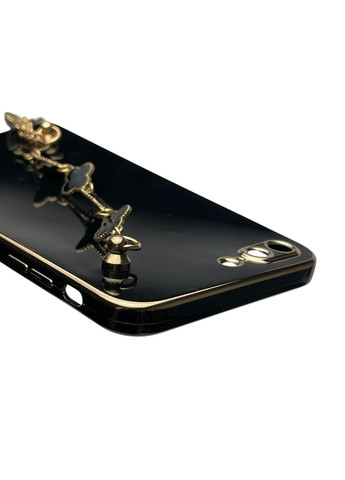 Чехол для телефона iPhone 7 Plus женский с ремешком и украшениями и золотой окантовкой на айфон 7 плюс черный gs1 Apple (366235683)